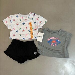 Hurley Graphic T-Shirts and Black Shorts Set Dri-fit Sz 12 months new